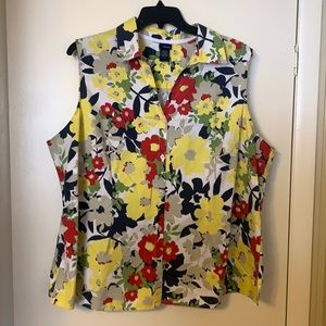 Basic Editions 3X Sleeveless Blouse Floral